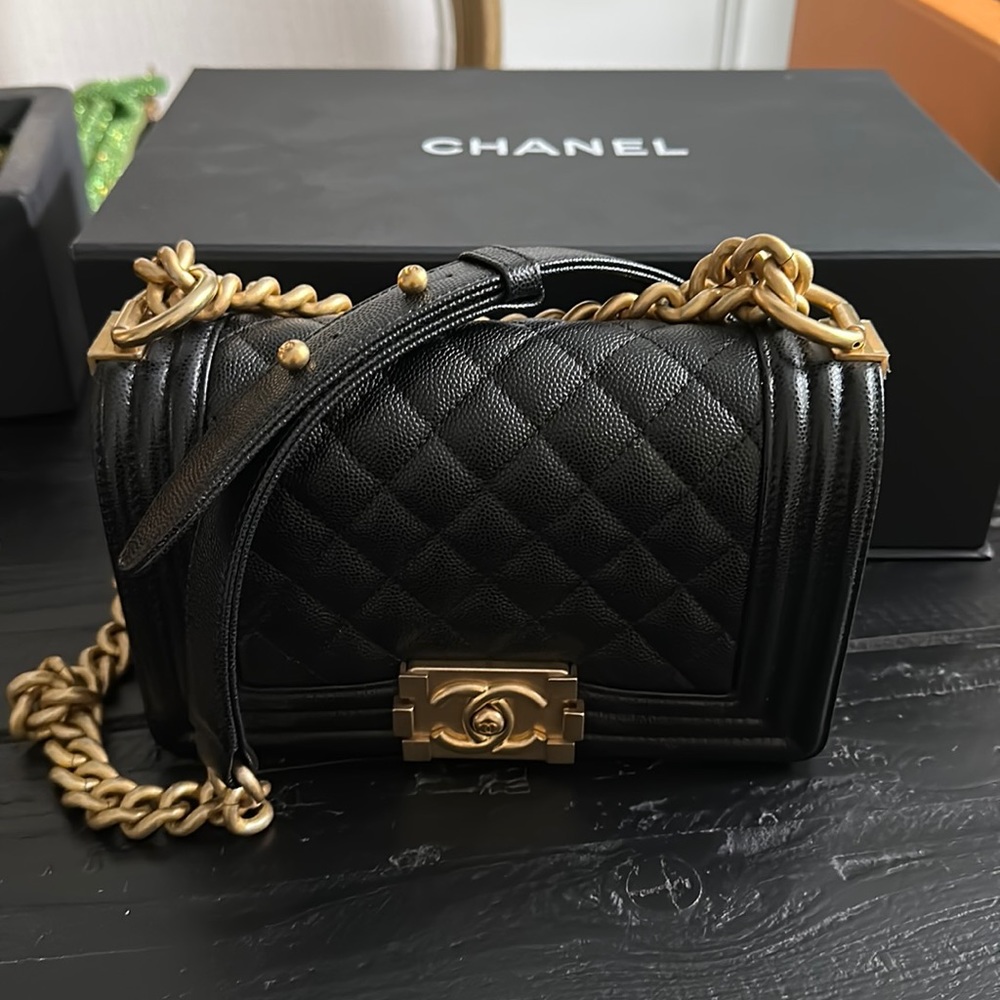 Chanel black boy bag small
